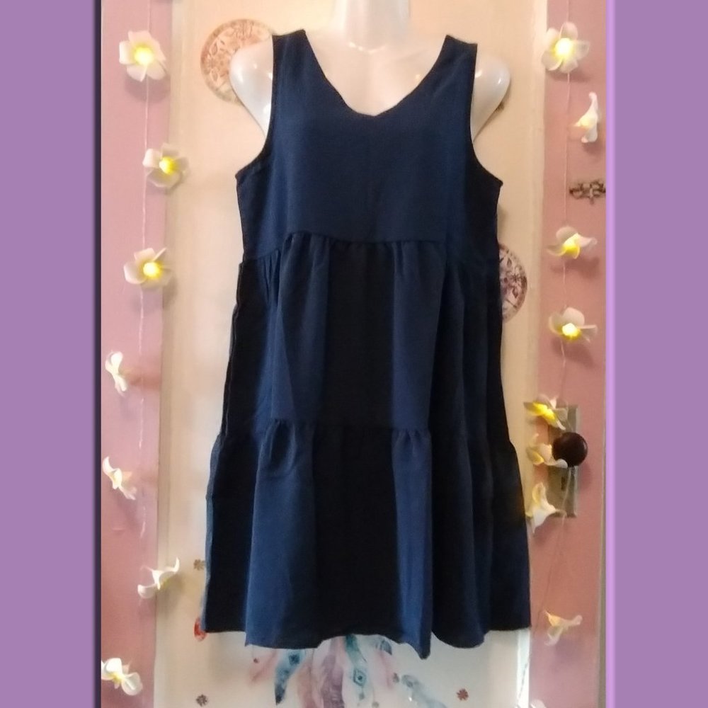 Navy Blue (S) Tiered Tank Dress